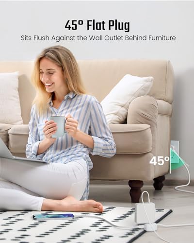 Compact USB Charging Station Power Strip – SUPERDANNY Mini Surge Protector with 2 Extra Wide Outlets, 4 USB Ports (3 USB-A & 1 USB-C), 5 Ft Cord, Flat Plug Design for Space-Saving Convenience, Ideal for Home, Office, and Travel Use – Enhanced Power Efficiency and Safety Features