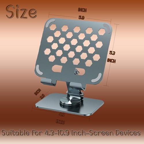 Versatile 360-Degree Rotatable Foldable Tablet Stand for i Pad, i Phone, and 4.3-10.9 Inch Devices – Adjustable Height and Angle for Optimal Viewing, Sleek Silver Finish, Portable Design for Home or Office Use – Enhance Your Digital Experience with Maximum Compatibility