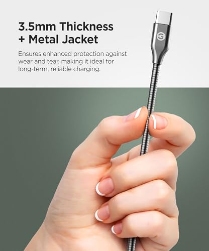 10 Ft Heavy-Duty Alloy-Braided USB-C Charger Cable for Fast Charging (60 W) – Premium Metal Construction for Samsung & i Phone Devices (Gunmetal) – Unmatched Durability and Flexibility for Everyday Use