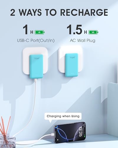 Ultra-Compact TG90° Portable Charger: 5000 m Ah Power Bank with Integrated AC Wall Plug and Triple Output for i Phone and Android Devices – Fast Charging Made Effortless and Convenient