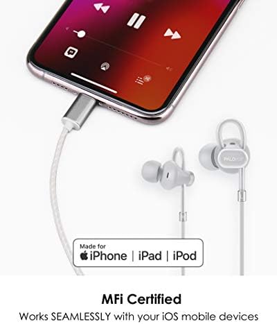 PALOVUE Lightning Earbuds with Microphone – MFi Certified Noise Isolation Headphones for i Phone 14/13/12/11 Pro Max/X/XS Max/XR/8/7 – Vibrant Neo Flow Blue – Superior Sound Quality & Ergonomic Comfort for Everyday Use