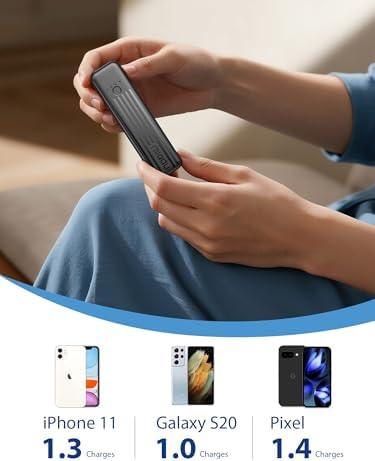 Miady 5000 m Ah Dual-Pack Lightweight Power Bank – Ultra-Portable Mini Charger with Fast Charging (5 V/2.4 A Output) – Compact Battery Pack for Universal Device Compatibility (i Phone, Galaxy, Android) – Essential Travel Accessory for On-the-Go Power