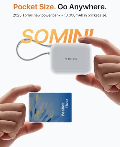 TORRAS 10000 m Ah Portable Power Bank – Ultra Compact 45 W Fast Charging with Dual USB-C Cables – Essential Travel Charger for i Phone 16/15 Pro Max & Samsung S25/S24 – Stay Connected Anywhere with Enhanced Compatibility