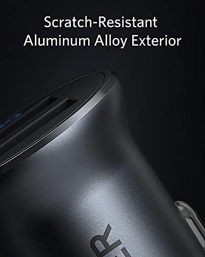 Anker 320 Compact Car Charger – 24 W Dual USB Power Adapter in Premium Aluminum Alloy for i Phone 16/15/14/13/12, i Pad Pro/Air/Mini, Galaxy & More – Enhanced Efficiency with LED Indicator for Low-Light Charging – Perfect for Daily Commuters and Adventurous Road Trips