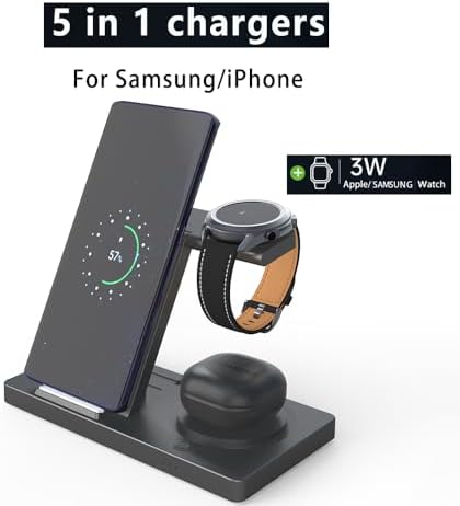 Revolutionary 5-in-1 Foldable Wireless Charging Station for i Phone 16-11, Apple Watch Series 10-5, and Samsung Galaxy Watch – Ultimate Fast Charge Dock for Air Pods Pro and Seamless Device Management on the Go
