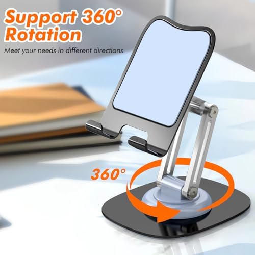 Cell Phone Stand, Fully Adjustable Foldable Desktop Phone Holder, 360 Degree Rotating Desktop Phone Stand for Recording Compatible with iPhone 16 15 14 13 12 Pro Xs Max Xr All Phones, Blue – Enhanced Compatibility and Speed