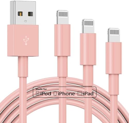 Dual Pack 6 Ft Apple MFi Certified Lightning to USB Charging Cables – Fast 2.4 A Power for i Phone 14/13/12/11/X/XS/XR/8/7/6/SE Plus Pro Max Mini – Durable and Flexible Design for Home, Office, and Travel Use – Enhanced Compatibility and Speed for Seamless Charging Experience