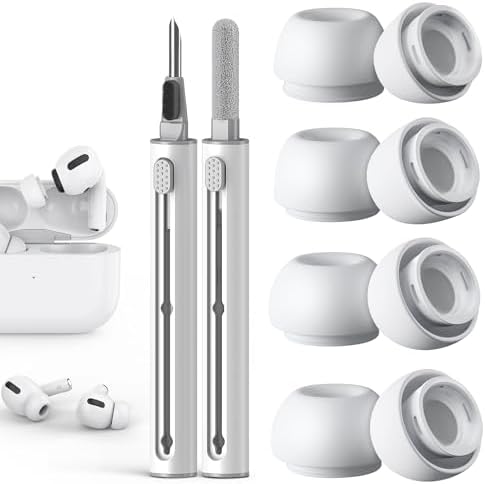Advanced Comfort Silicone Ear Tips for Air Pods Pro (1 st & 2 nd Gen) – 8-Pair Set with Noise Reduction Technology, Built-in Dust Protection, and USB-C Charging Case – Includes Essential Cleaning Kit for Optimal Performance – Available in Four Sizes for Customizable Fit and Superior Sound Quality