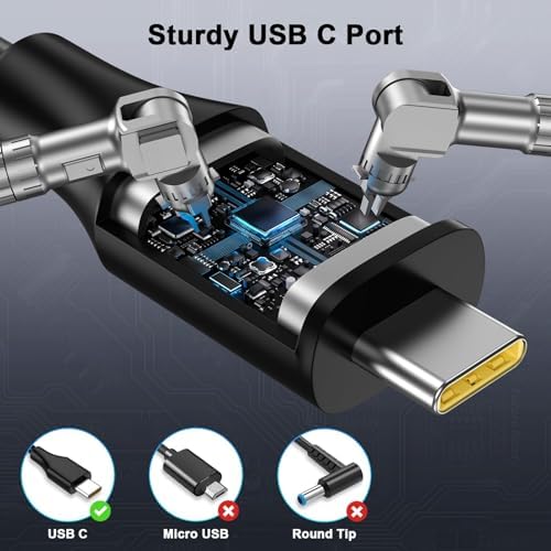 Efficient 65 W USB-C Laptop Charger for Lenovo Think Pad & Yoga Series – Ultra-Fast Charging Power Adapter with Broad Compatibility for T14, T480, T490, X1 Carbon, Flex 5 & More – Sleek, Lightweight Design with Advanced Safety Features for Professionals on the Move