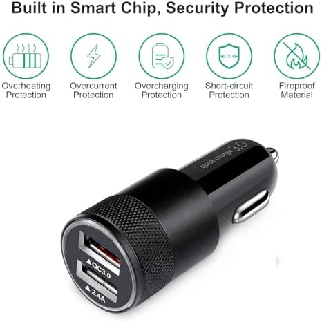 Rapid Charge Dual Port Car Charger – 30 W 5.4 A USB Adapter for Smartphones & Tablets – Universal Compatibility for i Phone, Samsung, LG & More – Compact Travel-Friendly Design with Overcharge Protection Features – Efficient Power Delivery for On-the-Go Charging