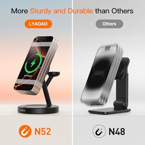 2025 US Edition 3-in-1 Wireless Charging Station for Apple: High-Speed 15 W Mag-Safe Charger Dock for i Phone 16/15/14/13/12, Air Pods, and Apple Watch – Superior Compatibility and Fast Charging Solution