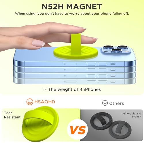 Transform Your i Phone Experience with the Neon Yellow Magnetic Phone Grip – Perfectly Engineered for Mag Safe Compatibility, Ergonomic Silicone Comfort, and Versatile Removable Loop Design for Effortless One-Handed Operation on Pro Max/Plus/16/15/14/13/12 Models – A Stylish Blend of Functionality and Contemporary Aesthetics