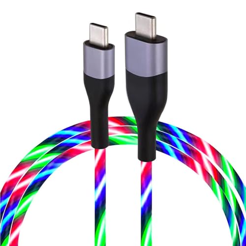 Revolutionary 6 ft Smart Touch-Control RGB LED USB C to C Cable – Rapid 3 A Fast Charging TPE Charger for Phones, Tablets & Laptops – Durable Design with Eye-Catching Flowing Light for Ultimate Style and Functionality