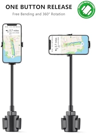 Esoulk Secure Grip 360° Rotating Car Phone Holder with Strong Suction Cup & Adjustable Long Arm – Universal Compatibility for i Phone, Samsung, Android & GPS – Enhanced Safety & Convenience for Drivers