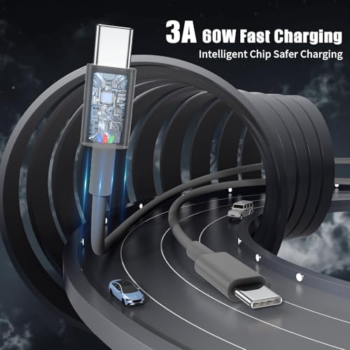 6-Foot USB C Cable for i Phone 15 – 3-Pack Durable Woven Fast Charging Solution for i Phone 16, Mac Book Pro, and Samsung Galaxy S23 Ultra – Optimal Length for Home, Office, and Travel Use – 60 W Power Delivery & High-Speed Data Transfer