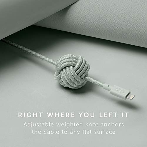 Native Union Night Cable – 10 ft MFi Certified Lightning to USB-A Charger with Weighted Knot Design for Enhanced Stability – Ultra-Durable & Stylish Zebra Pattern for i Phone 14, 13 & Earlier Models – Elevate Your Charging Experience with Superior Length & Strength