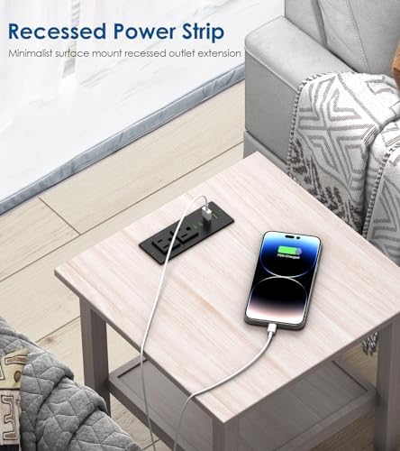 Recessed Power Strip with USB C PD Fast Charging – 30 W Flush Mount Desk Outlet for Space-Saving Convenience, 2 AC Outlets & 2 USB Ports, 6 ft Cord, Ultra Thin Flat Plug for Tidy Workspaces – Perfect for Home Offices and Multi-Device Charging Solutions