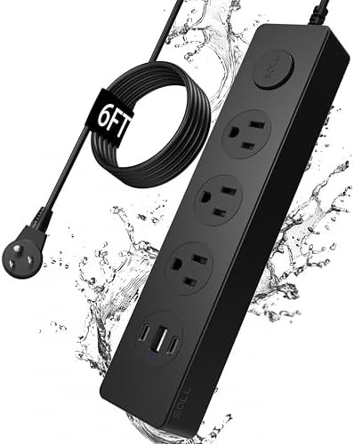 Ultimate IPX9 Weatherproof Outdoor Power Strip with 3 Outlets & 3 USB Ports (2 USB-C) – 5.18 FT Heavy-Duty Extension Cord for Versatile Power Solutions in Garden, Bathroom, Kitchen, Garage, and Office – Reliable Surge Protection & Fast Charging for All Devices