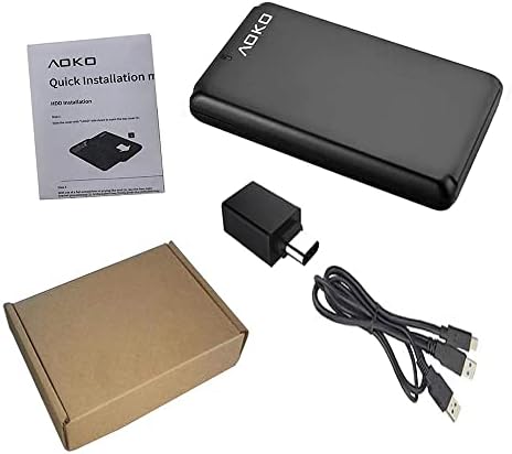 AOKO Tool-Free USB C 3.1 SATA Hard Drive Enclosure for 2.5-Inch HDDs – Versatile 7 mm to 15 mm Thickness Compatibility, Ultra-Fast Data Transfers with Dual USB-A to C Y Cable, Ideal for Portable Storage and Seamless Backup Solutions