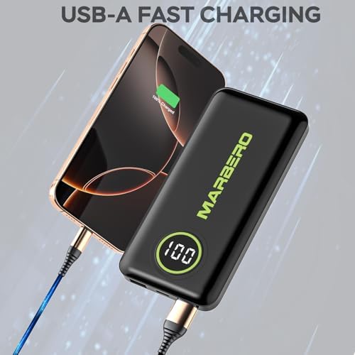 MARBERO 10000 m Ah Ultra-Light Portable Power Bank – Dual USB-A & USB-C Fast Charging for Smartphones, Tablets, and Laptops – Compact Design for On-the-Go Convenience – High Capacity for Extended Use – Ideal for Outdoor Adventures and Daily Commutes – Lightweight 8.16 oz Design Fits Easily in Pockets – Rapid 5 V/2 A Charging Technology for Quick Power Ups – Recharge Your Devices Simultaneously with Dual Outputs – Perfect for Travelers and Busy Professionals – Reliable Energy Source with Impressive Battery Endurance – Includes User Manual and Packaging for Easy Handling – Stay Charged Anywhere, Anytime with MARBERO’s Premium Power Solution