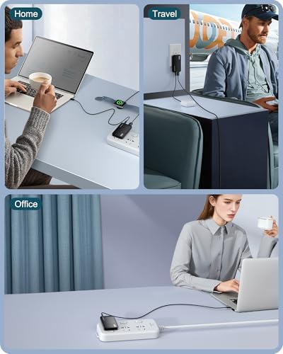 Sleek Purple 65 W Ga N Multi-Port USB Wall Charger – Ultra-Slim Travel Adapter with Dual Type-C & USB-A Ports for Rapid Charging of Mac Book Pro, i Phone 16/15/14, i Pad Pro, and Pixelbook – Compact, Stylish, and Versatile Power Solution for All Devices