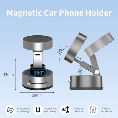 Vacuum Magnetic Phone Stand for Car Mount,【360°Rotatable】Suction Cup Cell Phone Holder for Women Men iPhone Samsung Huawei【Waterproof】Foldable Phone Mount for Car Accessories/Shower/Desk/Mirror (Grey) – Enhanced Compatibility and Speed