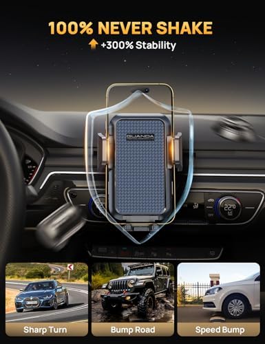 Universal CD Slot Car Phone Mount by GUANDA TECHNOLOGIES – Premium Adjustable Anti-Slip Holder for i Phone & Android Devices with Versatile Air Vent Clip for Safe Navigation and Enhanced Accessibility