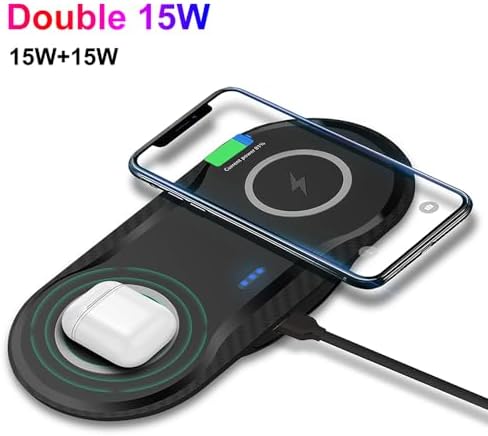 Dual 30 W Wireless Charging Pad for i Phone, Samsung Galaxy, and Google Pixel – Fast, Efficient Dual Device Charger for All Qi-Compatible Models – Sleek, Portable Design for Home and Office Use – Eliminate Clutter and Enhance Convenience