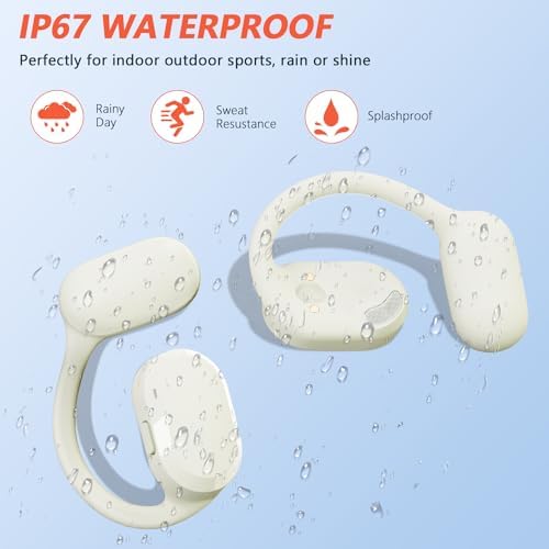 Open Ear True Wireless Earbuds – Cutting-Edge Bluetooth 5.4 Headphones with IP67 Waterproof Design and Advanced Dual DSP Noise Cancellation for Sports and Professional Use – Ultimate Comfort and Durability for All-Day Audio Enjoyment