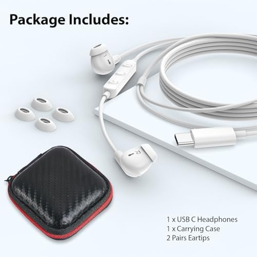 Premium USB C Earbuds for i Phone & i Pad – Superior Hi-Fi Stereo Headphones with Advanced Noise Isolation, Integrated Microphone, and Effortless Volume Control – Ideal for Audiophiles and Creative Professionals – Lightweight Ergonomic Design for Ultimate Comfort and Seamless Device Compatibility