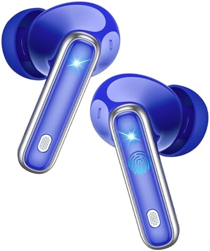 EUQQ Bluetooth 5.4 Wireless Earbuds – Cutting-Edge Active Noise Cancelling Technology with Robust Deep Bass, 36-Hour Battery Life for All-Day Use, IPX7 Waterproof Protection for Sports and Daily Adventures – Built-in Microphone for Effortless Calls – Elevate Your Audio Experience in Sleek Blue Design