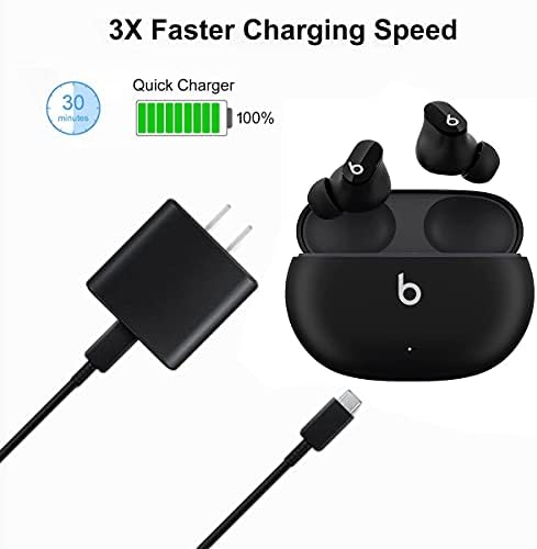Fast Charging USB C Charger Adapter Block Cable [5 Ft/18 W] for Beats Studio Buds, Beats Fit Pro/X Kim, and Beats Flex – Reliable Power Solution for Wireless Earbuds with Enhanced Compatibility and Travel-Friendly Design