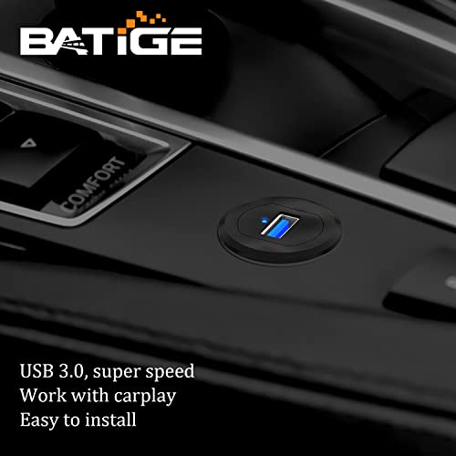 BATIGE Type C USB 3.0 Flush Mount Extension Cable – 3 ft Alloy Shell Car, Truck & Motorcycle Dashboard USB Port with LED Indicator for Enhanced Durability and Seamless Connectivity