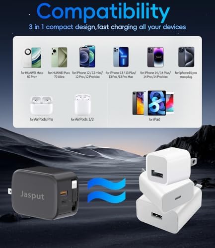 40 W Retractable Dual USB Fast Charger Hub: 3-in-1 Compact Charging Solution for i Phone 16/15, Galaxy S23/S22, LG & Pixel – Travel-Ready Power Adapter with Quick Charge Functionality and Universal Device Compatibility