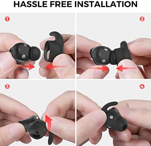 Aha Style Silicone Ear Hooks for Beats Studio Buds 2021 – 3 Pairs of Anti-Slip Covers for Ultimate Comfort and Secure Fit – Perfect for Running and Active Lifestyles – Classic Black Earbud Accessories Enhancing Audio Experience Without Charging Case Compatibility