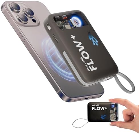 SU Flow+ 10000 m Ah Magnetic Power Bank – 4-in-1 Charger with Built-in Lightning & Type-C Cables, Mag Safe Compatible for i Phone 12-16, Wireless Charging for Apple Watch & Air Pods – Superior Portability & Fast Charging Solution for Samsung and Pixel Devices