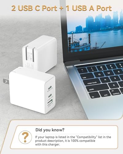 Revolutionize Your Charging Experience with the 65 W Ga N USB C Charger – Compact 3-Port Fast Charger for Mac Book Pro/Air, i Phone 15/14, Galaxy S23/S22, and More – Ultimate Speed & Universal Compatibility for Home, Office, and Travel