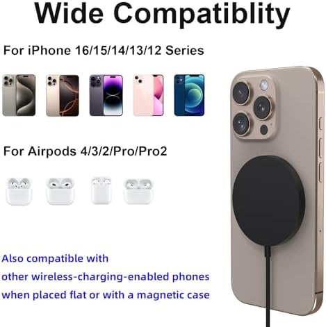 Enhance Your Charging Experience with the Premium 15 W Mag Safe Wireless Charger – LCD Display, Magnetic Fast Charging Pad for i Phone 12-16 Series, Sleek Glass Design, USB-C Port, Perfect for On-the-Go Power Solutions
