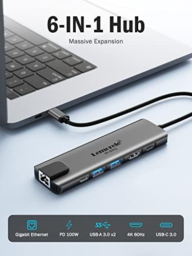 Enhance Your Workflow with Lemorele 9-in-1 USB C Hub Multiport Adapter – Gigabit Ethernet, 100 W PD Fast Charging, 4 K HDMI Output, 3 USB 2.0 Ports, 5 Gbps USB C Data Transfer, SD/TF Card Reader – Perfect Docking Station for Mac Book, Lenovo, HP & Dell Laptops