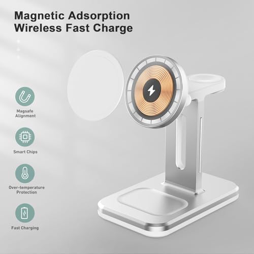15 W 3-in-1 Wireless Charging Station for Apple Devices – Fast Charging Dock for i Phone 16/15/14/13 Pro Max, Apple Watch 9/8/7/6/5, and Air Pods Pro 3/2 – Sleek Multi-Device Charger with Enhanced Speed and Safety Features