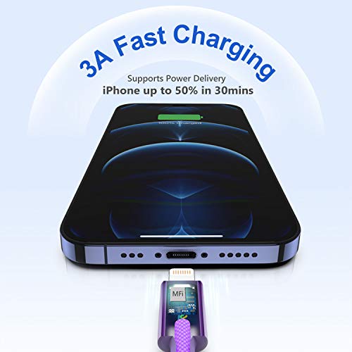 Vibrant USB C to Lightning Charging Cable – 3.3 ft MFi-Certified, Fast Charge for i Phone 14/13/12 Models – Durable Nylon Braided Design with Enhanced Speed and Compatibility for Seamless Connectivity