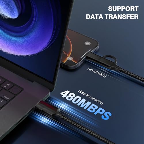 20 FT Ultra-Long i Phone Charger Cable – Fast 60 W 2-in-1 USB-C & Lightning Charging Cord for i Phone 16/15/14/13/12/11, i Pad & Mac Book – Durable Braided Design for Home, Office & Outdoor Use – Unmatched Flexibility and Rapid Power Delivery