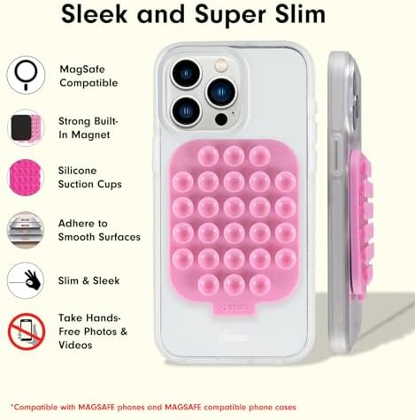 Sonix Magnetic Silicone Suction Cup Phone Mount for i Phone – Fluorescent Green Mag Safe Compatible Holder for Hands-Free Navigation and Streaming – Secure Grip, Easy Installation, and Vibrant Style for Your Vehicle Interior