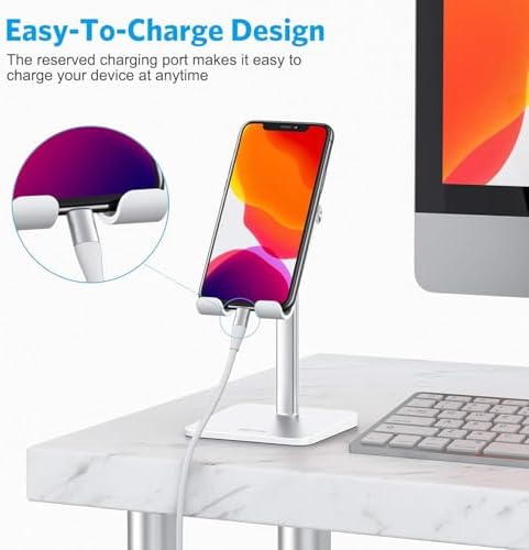 Cell Phone Stand, OMOTON Adjustable Angle Height Desk Phone Dock Holder for iPhone SE 2/11 / 11 Pro/XS Max/XR, Samsung Galaxy S20 / S10 / S9 / S8 and Other Phones (3.5-7.0-Inch), Rose Gold – Enhanced Compatibility and Speed