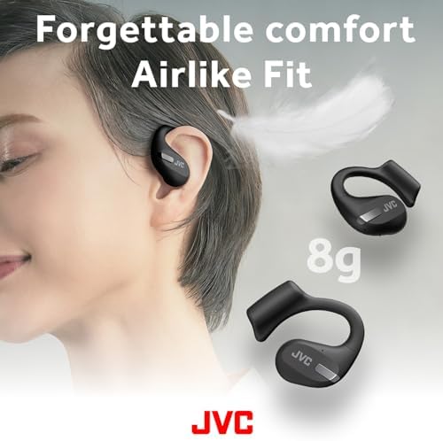 JVC Nearphones: Open Ear True Wireless Earbuds with 16 mm Drivers for Immersive Sound Quality, 38-Hour Battery Life, and Ultra-Portable Design – Ideal for Active Lifestyles and Enhanced Situational Awareness (Beige) – Effortless Device Pairing for Seamless Listening Experience