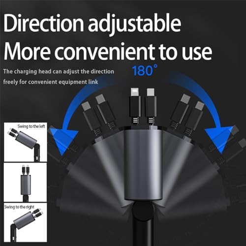 Revolutionary 4-in-1 Retractable Car Charger with Dual Ports – Fast Charging Solution Featuring Type C & Lightning Cables for Ultimate Compatibility and Efficiency – Tangle-Free, Durable Design for On-the-Go Power