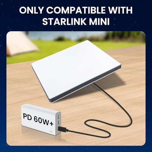 Experience Unmatched Connectivity with the Bar Baren 6.56 FT Starlink USB C Cable – Enhanced Performance for Starlink Mini with LED Indicator and Waterproof Design, Ideal for 60 W+ Power Banks and Outdoor Use – Elevate Your Internet Experience Today!