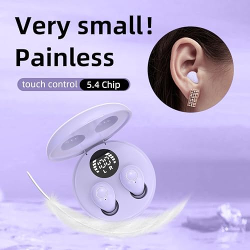 Invisible Mini Bluetooth Earbuds for Small Ear Canals – Ultimate Comfort with Noise Isolation for Work and Sleep – Lightweight Design, Fast Pairing & Superior Audio Quality for Discreet Listening Anywhere