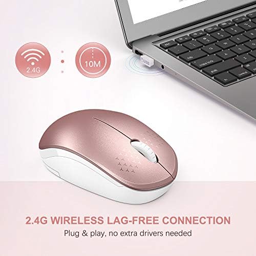Light Blue Wireless Mouse – Ultra-Quiet 2.4 GHz Noiseless Computer Mouse with USB Receiver for Seamless Windows Experience – Portable, Ergonomic Design for Home, Office, or Travel
