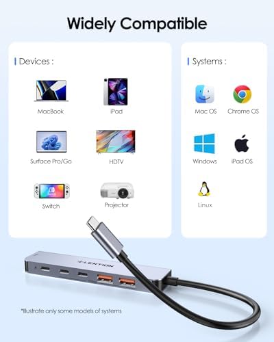 Unleash Seamless Connectivity with the LENTION USB C Hub – 4 K@60 Hz HDMI, Dual USB C & Super-Fast USB 3.2 Gen2 Ports for 10 Gbps Transfers, 100 W Power Delivery – Perfect for Mac Book Pro, Mac Book Air, i Phone 15 & Windows Laptops – Sleek Gray Design for Ultimate Versatility and Efficiency